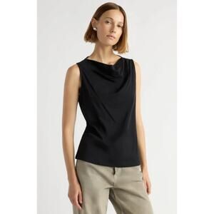 MODERN CITIZEN Carissa Cowl Neck Tank Black Asymmetric Knit Top Women's L